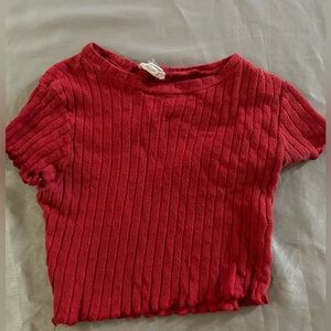 Red ribbed top